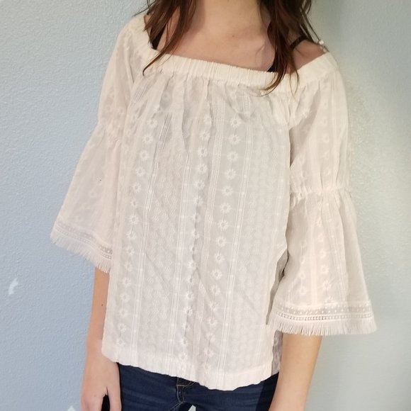 LOFT Tops - !!3 FOR $25 -- Loft ivory eyelet/lace peasant blouse
